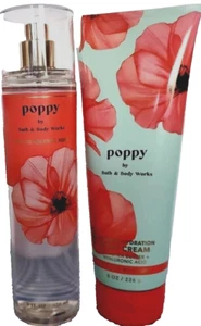 Bath Body Works POPPY Fragrance Mist Spray & Body Cream 8oz 3pc Set Gifted - Picture 1 of 1
