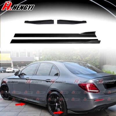 Para Mercedes Benz W213 E300 faldón lateral balancín labio divisor lateral trasero negro brillante Foto 1 de 4