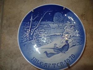 Plato de Navidad de porcelana de Copenhague faisanes en la nieve en Navidad 1970 - Imagen 1 de 2