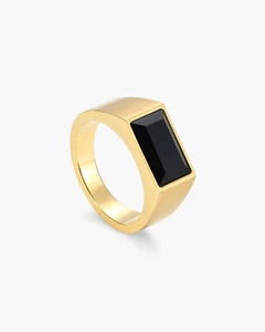 Black Onyx Gemstone Mens Ring 925Sterling Silver Signet Ring Gift For Him - Picture 1 of 10