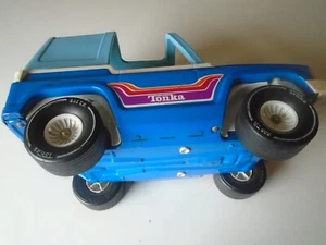 Tonka Bronco 835 TR Large 18” Blue T-Top 1970s Pressed Steel Toy Jeep 4 x 4 - Picture 1 of 11