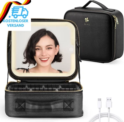 BESUCHE DEN OMIRO-STORE OMIRO Kosmetiktasche Mit Großem Beleuchtetem Spiegel, Professionelle Make up Tas