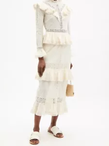 ZIMMERMANN 0 / 8 AU / 4 US Tropicana Pintuck Midi Dress Lace cream Wedding - Bild 1 von 22