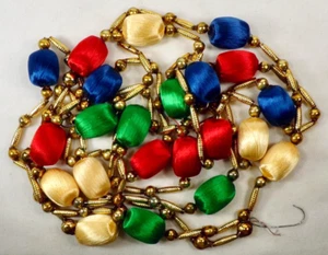 Christmas Bead Garland Satin Balls Gold Glass Beads Multi Color 8ft 1in #699 - Picture 1 of 6