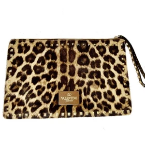 Valentino Rockstud Leopard Print Clutch - Picture 1 of 6