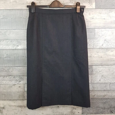 Jaeger Midi  Pencil Skirt Size UK 14 Grey Wool Tailored Office Made in GB Front  - Image 1 of 4