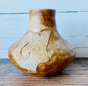 Studio Kunstkeramik signiert R. Scott braun langes Horn Schaf Elch Vase ~ rustikale Hütte - Bild 1 von 10