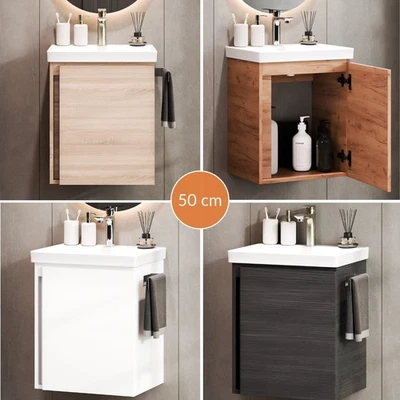 Waschtischunterschrank 50 cm Badezimmer Badset Unterschrank Keramikwaschbecken - Bild 1 von 2