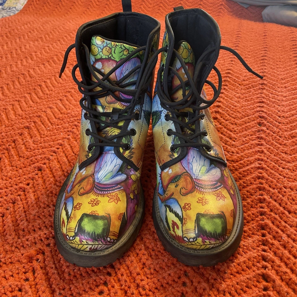 elephant boots size 8.5 Colorful Combat Boots Men’s - Image 1 of 4
