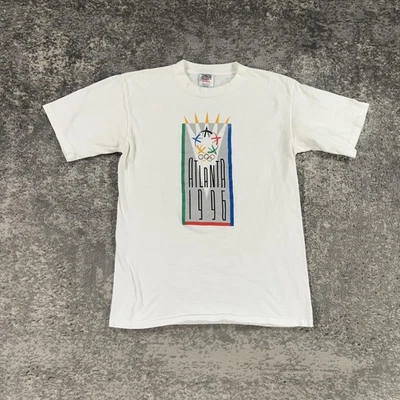 Camisa De Colección Juegos Olímpicos de Atlanta Para Hombre Grande L Blanca Juegos Olímpicos 1996 Logo Años 90 Foto 1 de 4