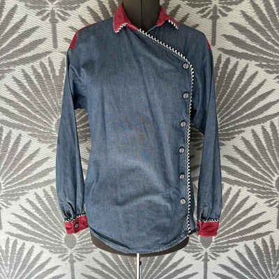 Vintage Rocky Mountain Denim Shirt Asymmetrical Button Up Western USA Size M - Image 1 of 4