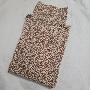Merona Womens XL Turtleneck Top Brown Giraffe Print Stretchy Long Sleeves - Picture 1 of 4