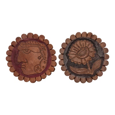 Posavasos de cuero hechos a mano (2) 4,25" Honduras Foto 1 de 4