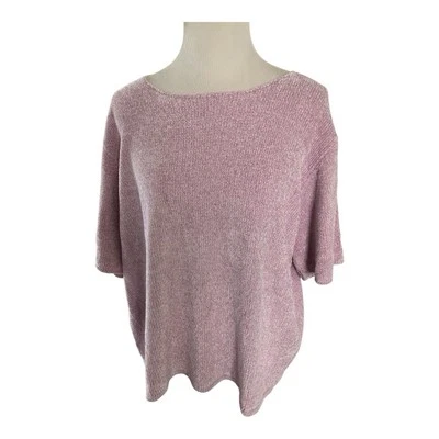Denim & Company QVC Pink Short Sleeve Sweater Rayon & Acrylic Size 2X NWT - Image 1 of 4