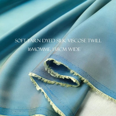 54'' Wide Yarn Dyed 2 Tone Natural Silk Twill Material Soft Silk Viscose Fabric - Image 1 of 4