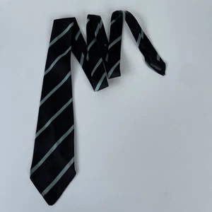 A Kol Tie Moss Bros Covent Garden Silk Men’s Tie Made In England Black Stripes - Picture 1 of 9