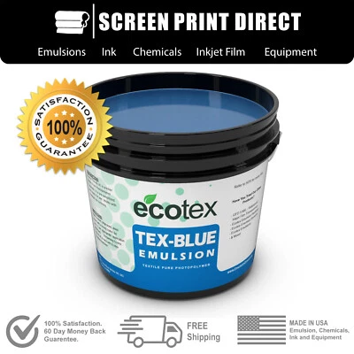 ECOTEX® CHROMALINE SAATI ULANO KIWO CCI NAZDAR Ecotex® TEX-BLUE- Textile Pure Photopolymer Screen Printing Emulsion- 1 Qt.-32oz