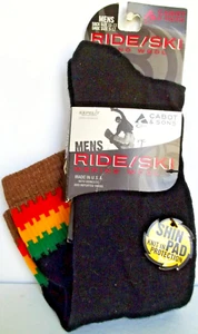 CABOT & SONS Ride/Ski Socks Men Black/Brown/Green/Orange/Yellow, Sz 10-13, NEW - Picture 1 of 3