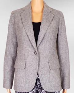 GAP size 4 heather-gray 1-button wool-blend blazer (80% wool) dry clean only - Picture 1 of 18