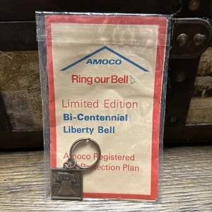 Amoco Bi-Centennial Liberty Bell Registered Key Chain New With Tri-folder Adver. - Picture 1 of 4