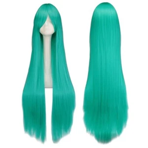 100CM 40inch Straight Mint Green Synthetic Wigs Hair Long Cosplay Party Wigs - Picture 1 of 10