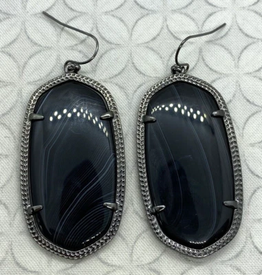 Pendientes Kendra Scott Danielle Bandas Negras Ágata Tono Gunmetal (B) Foto 1 de 4