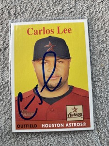 2007 Topps Heritage Baseball #201 Carlos Lee Houston Astros Signed Auto