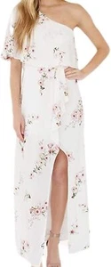 199 Plum Pretty Sugar one shoulder ruffle sexy maxi dress WHITE FLORAL sz XS - Picture 1 of 1