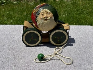 BRIERE Folk Art Pull Toy 1993 SIGNED Old Fashioned Santa Ball & Cart 530/1000 LE - Picture 1 of 14