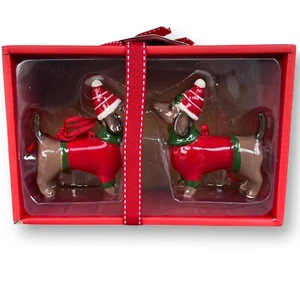 Blue Sky Clayworks Pets Dachshund Sweaters Holiday Christmas Tree Ornaments NIB - Picture 1 of 7