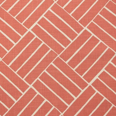 LULU DK DF MONOGRAM AURELIAN CORAL RED GEOMETRIC HIGH END FABRIC BY YARD 54"W - Image 1 of 4