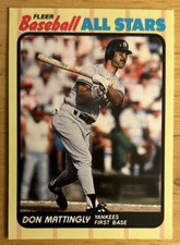 1989 Fleer Baseball All Stars Don Mattingly #28 of 44 Yankees 1B NM O/C