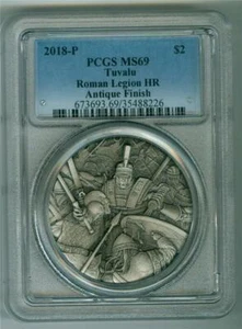 TUVALU 2018-P $2 ROMAN LEGION 2 OZ. .999 SILVER HIGH RELIEF PCGS MS-69 - Picture 1 of 4