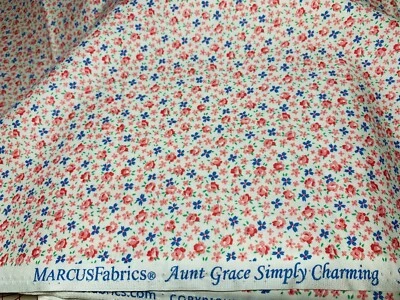 Aunt Grace SIMPLY CHARMING Pink Blue Judie Rothermel Cotton Fabric Marcus FQ - Image 1 of 3
