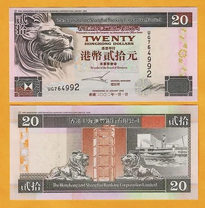 Hong Kong 20 Dollars 2002 Pick-201d UNC - Picture 1 of 1