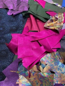 Metallic pink purple Leather offcuts 980g remnants, genuine leather craft - Picture 1 of 5