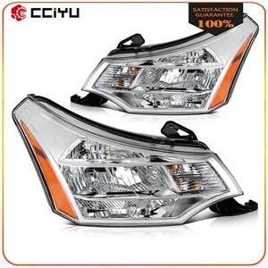 For 2008-2011 Ford Focus S SE SES SEL Chrome Housing Headlights Assembly Pair - Picture 1 of 8