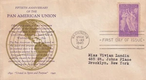 USA 1940 FIRST DAY COVER, PAN AMERICAN UNION & CACHET #1 - Picture 1 of 2