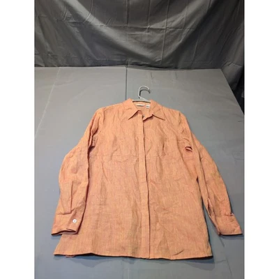 Camisa de lino irlandesa Richard Malcolm para mujer M naranja melocotón abotonada Foto 1 de 4
