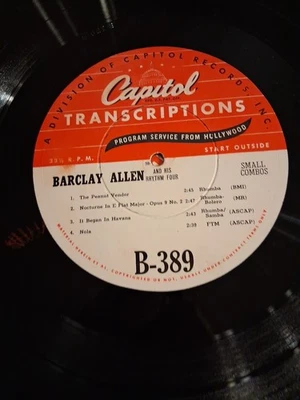 Vintage 16" Transcription Vinyl Capitol Records  BARCLAY ALLEN Foto 1 de 4