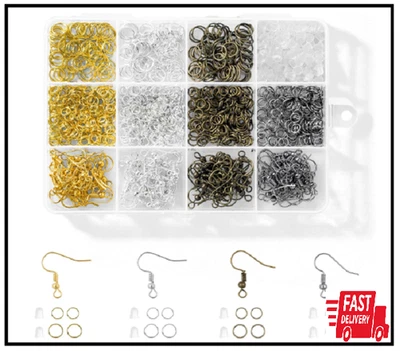 Ganchos para pendientes de 4 colores, kit de suministros para hacer pendientes de 890 piezas con hipoalergénico  Foto 1 de 2