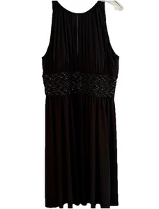 Vestido para mujer JS BOUTIQUE negro plisado y con cuentas cintura talla 14 - Imagen 1 de 20