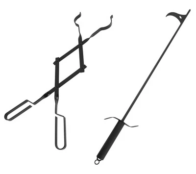 Palo de póquer fogata de chimenea de 36 pulgadas y pinzas de 26 pulgadas agarrador de troncos camping Foto 1 de 4