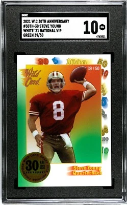 2021 Wild Card 30th Anniversary White #30 Steve Young GREEN /50 SGC 10 GEM - Image 1 of 2