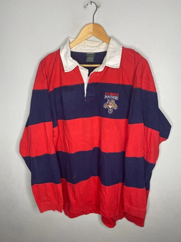 Florida Panthers NHL Hockey Polo Striped Shirt Men's Size XL Red Blue Cover