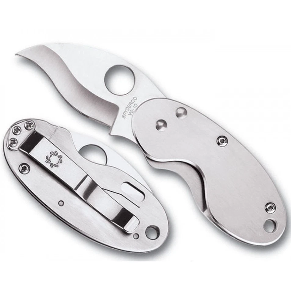Spyderco Cricket Stainless Handle Plain Edge Steel: VG-10 4.5" Overall C29P NEW - Image 1 of 1