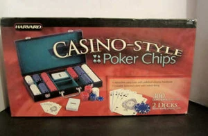 Harvard Casino Poker Chips & case 300 Chips 2 Decks Carry Case Beautiful NIB - Picture 1 of 3