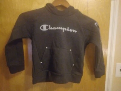 Champion Black Pullover Hoodie Zipper Sleeve Pocket Unisex Size 6 (PREOWNED) - Image 1 of 4