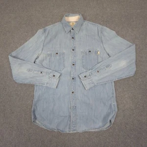 Timberland Shirt Mens MEDIUM Blue Denim Long Sleeve button pockets Casual Size M - Picture 1 of 11