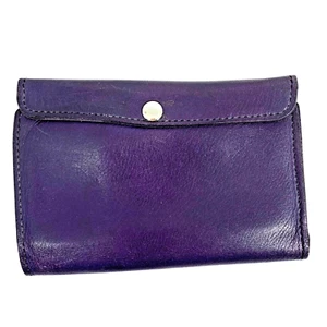 Cartera de Viaje Artesanal de Cuero Púrpura Cierre a Presión Múltiples Ranuras para Tarjetas de Colección - Imagen 1 de 10